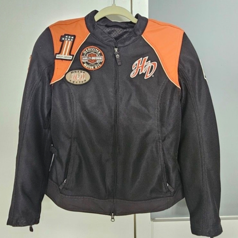 Harley-Davidson Black and Orange Jacket Mesh Padded